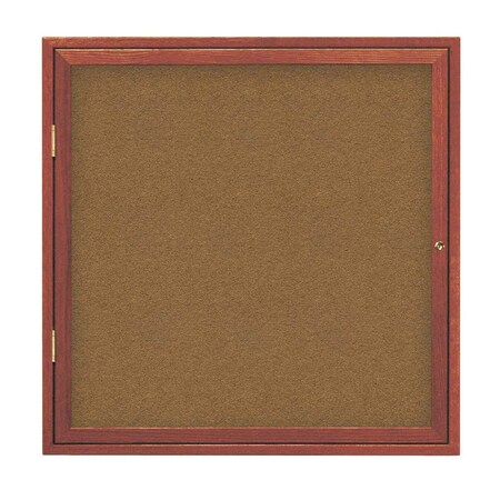 United Visual Products Single Door Slim Enclosed Radius EZ Tack Board, 24"x36", Gold/Marble UVRDS23EZ-MARBLE-GOLD